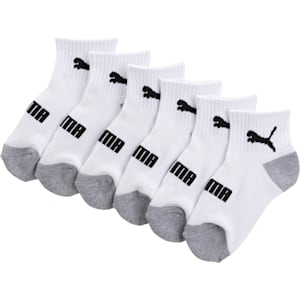 Kids' Quarter Crew Socks [6 Pack], WHITE / BLACK